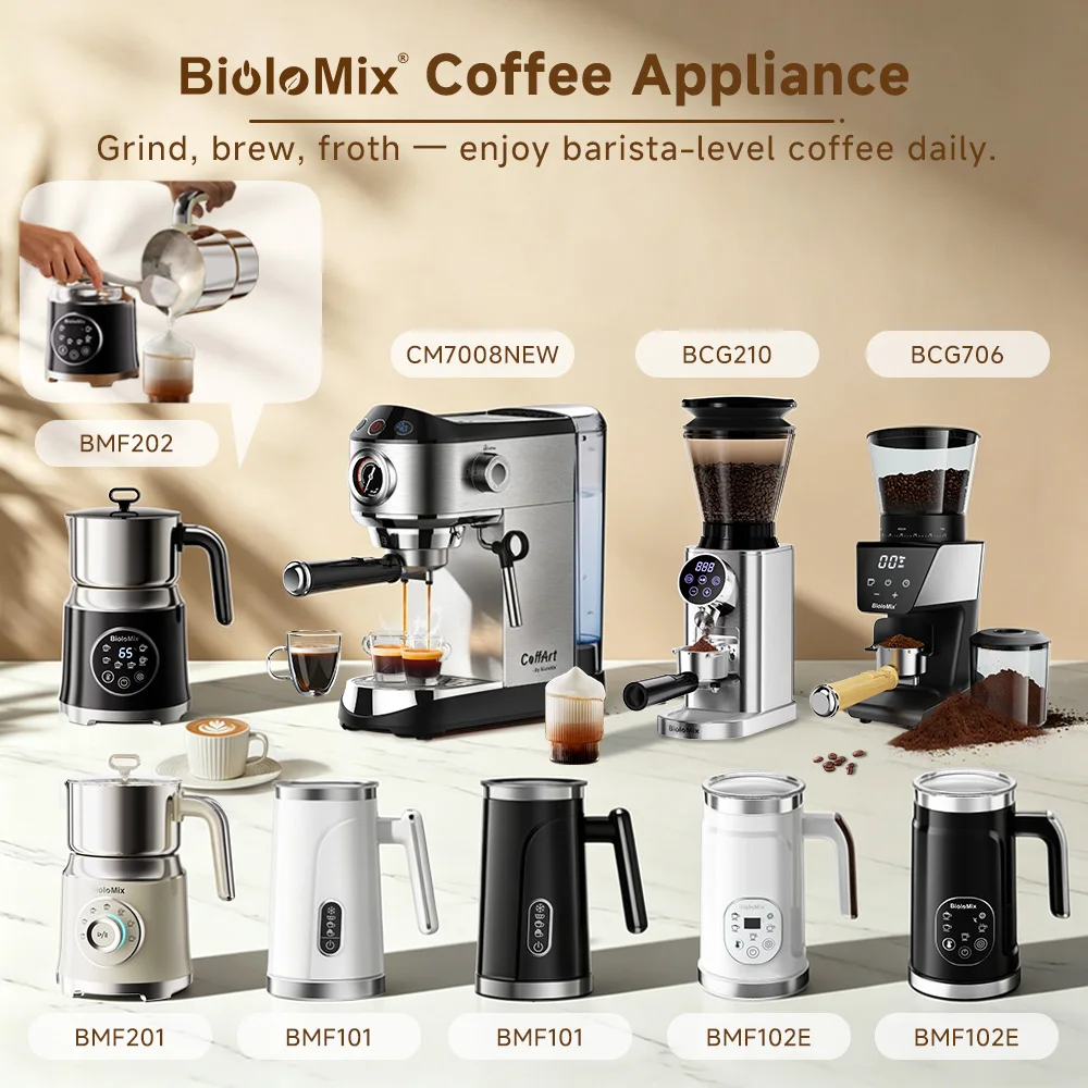 BioloMix 5-in-1 Milk Frother with Upgraded LED Display Touch Screen - Hot And Cold Foam Maker Milk Warmer for Coffee Latte - Image 9