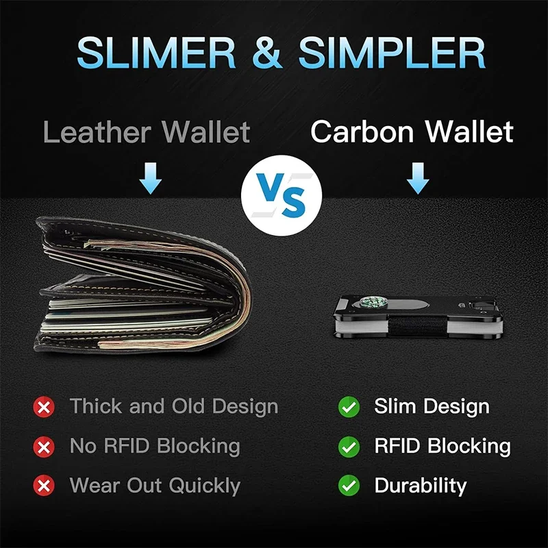 Metal Wallet for Men, Ergonomics Design Money Clip Wallet with Compass, Minimalist Slim Wallet with RFID Blocking - Image 14