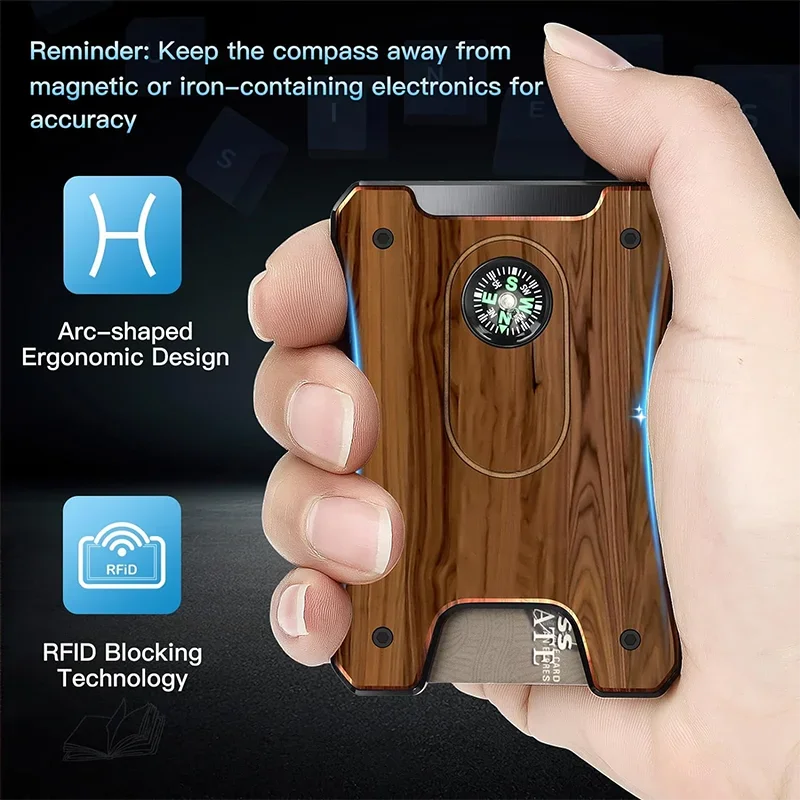 Metal Wallet for Men, Ergonomics Design Money Clip Wallet with Compass, Minimalist Slim Wallet with RFID Blocking - Image 32