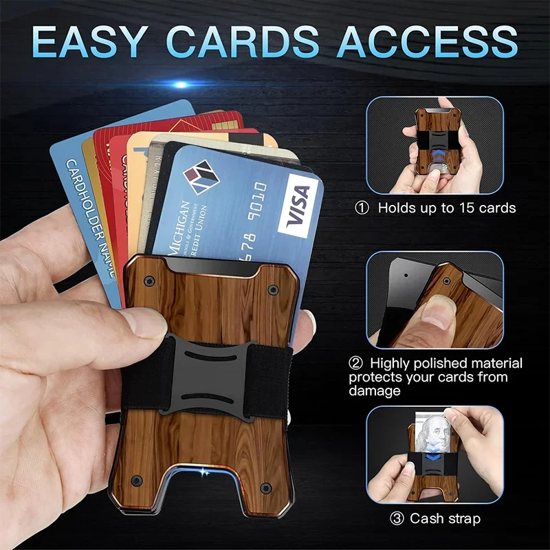 Metal Wallet for Men, Ergonomics Design Money Clip Wallet with Compass, Minimalist Slim Wallet with RFID Blocking - Image 41