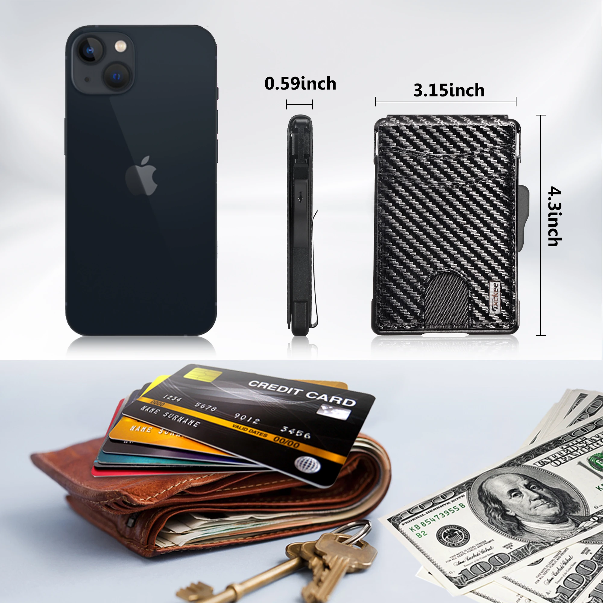 Wallet for Men, Mens Minimalist Wallet 9-13 Cards, Slim Compact Wallet with Money Clip & ID Window, RFID Blocking Smart Pop Up C - Image 5