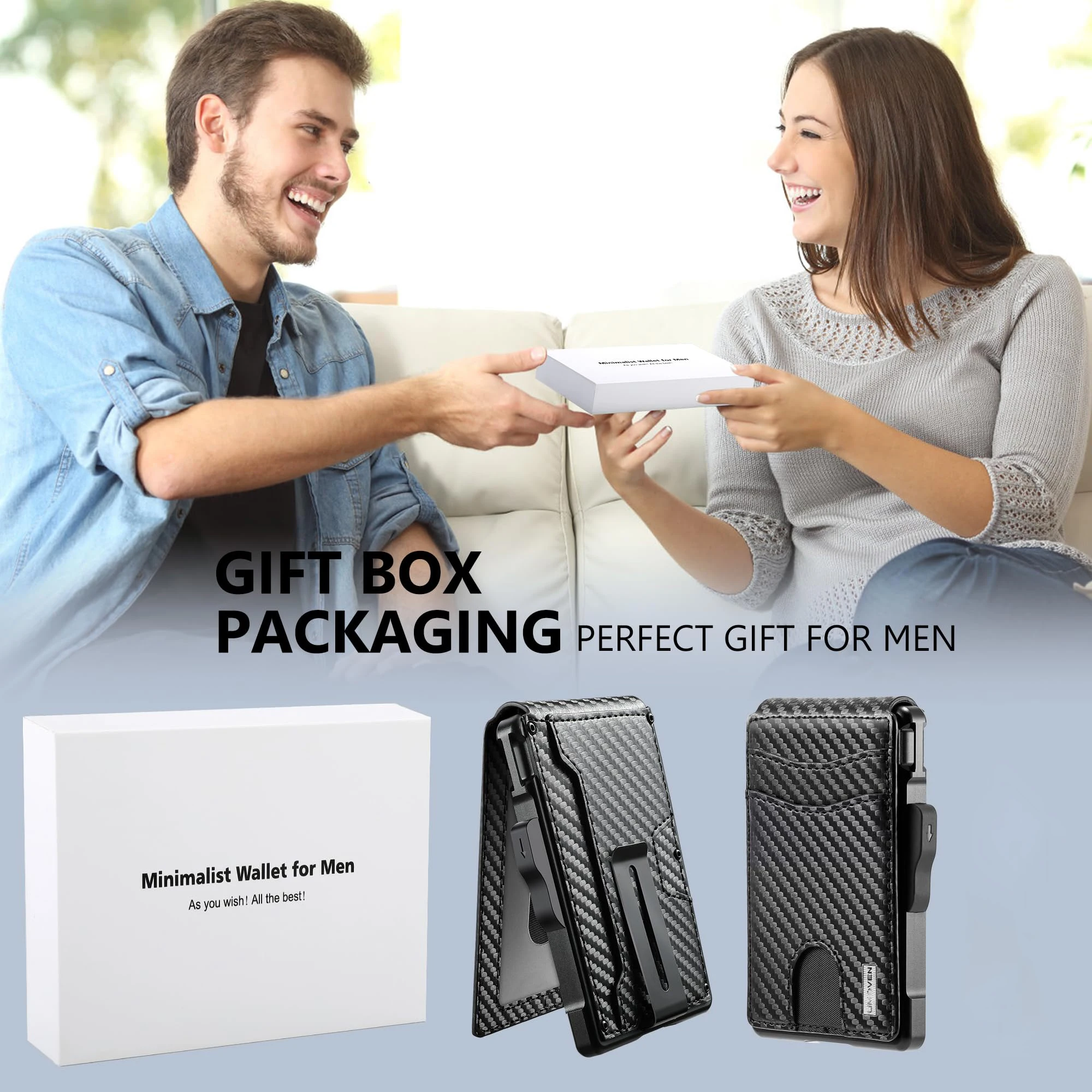 Wallet for Men, Mens Minimalist Wallet 9-13 Cards, Slim Compact Wallet with Money Clip & ID Window, RFID Blocking Smart Pop Up C - Image 6