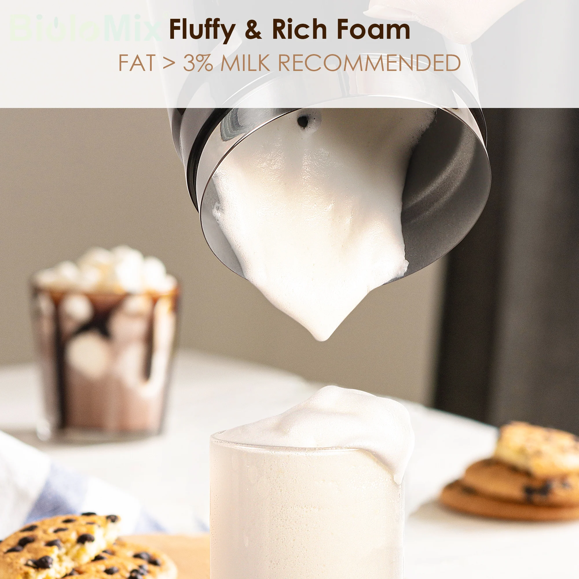 BioloMix 5-in-1 Milk Frother with Upgraded LED Display Touch Screen - Hot And Cold Foam Maker Milk Warmer for Coffee Latte - Image 14