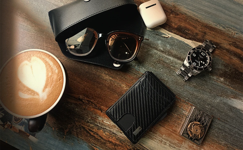 Wallet for Men, Mens Minimalist Wallet 9-13 Cards, Slim Compact Wallet with Money Clip & ID Window, RFID Blocking Smart Pop Up C - Image 7