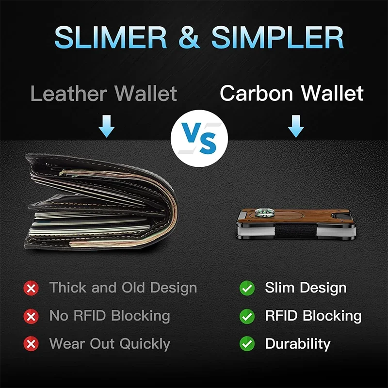 Metal Wallet for Men, Ergonomics Design Money Clip Wallet with Compass, Minimalist Slim Wallet with RFID Blocking - Image 33