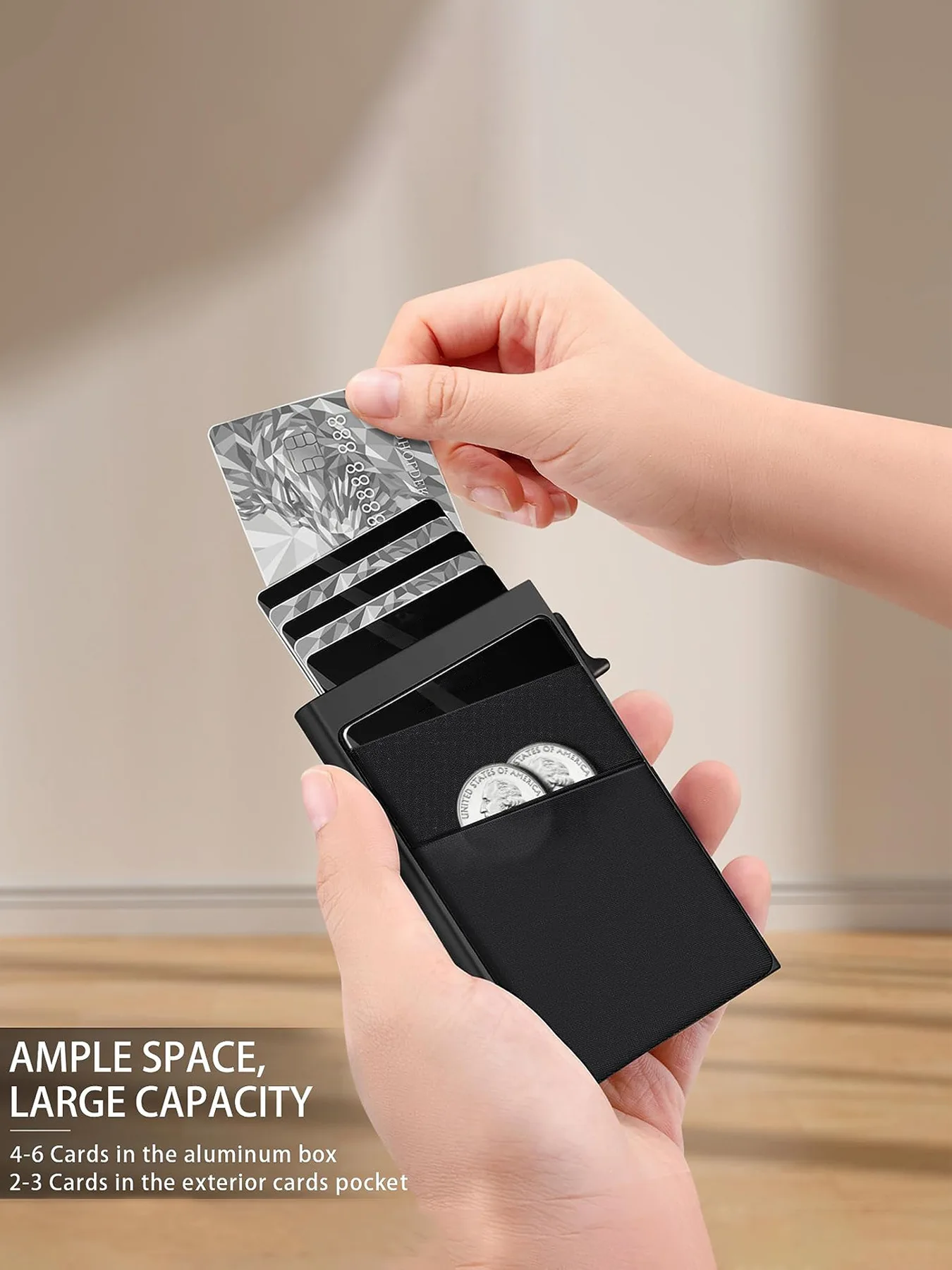 Anti-theft Cards Protectors Card Holder Minimalist Smart Wallet RFID Protection Aluminum Metal Box Cardholder Case Porte Carte - Image 4
