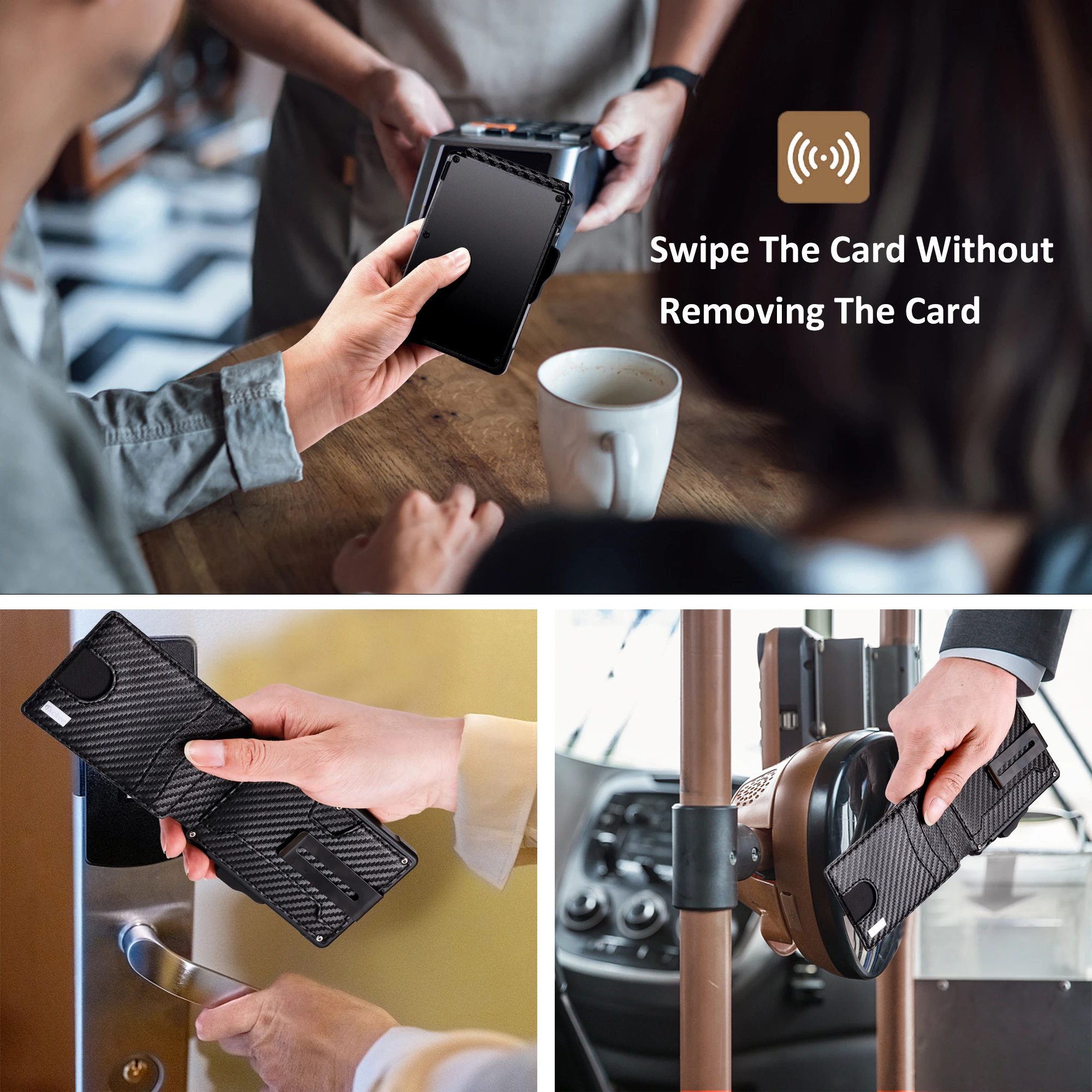 Wallet for Men, Mens Minimalist Wallet 9-13 Cards, Slim Compact Wallet with Money Clip & ID Window, RFID Blocking Smart Pop Up C - Image 4