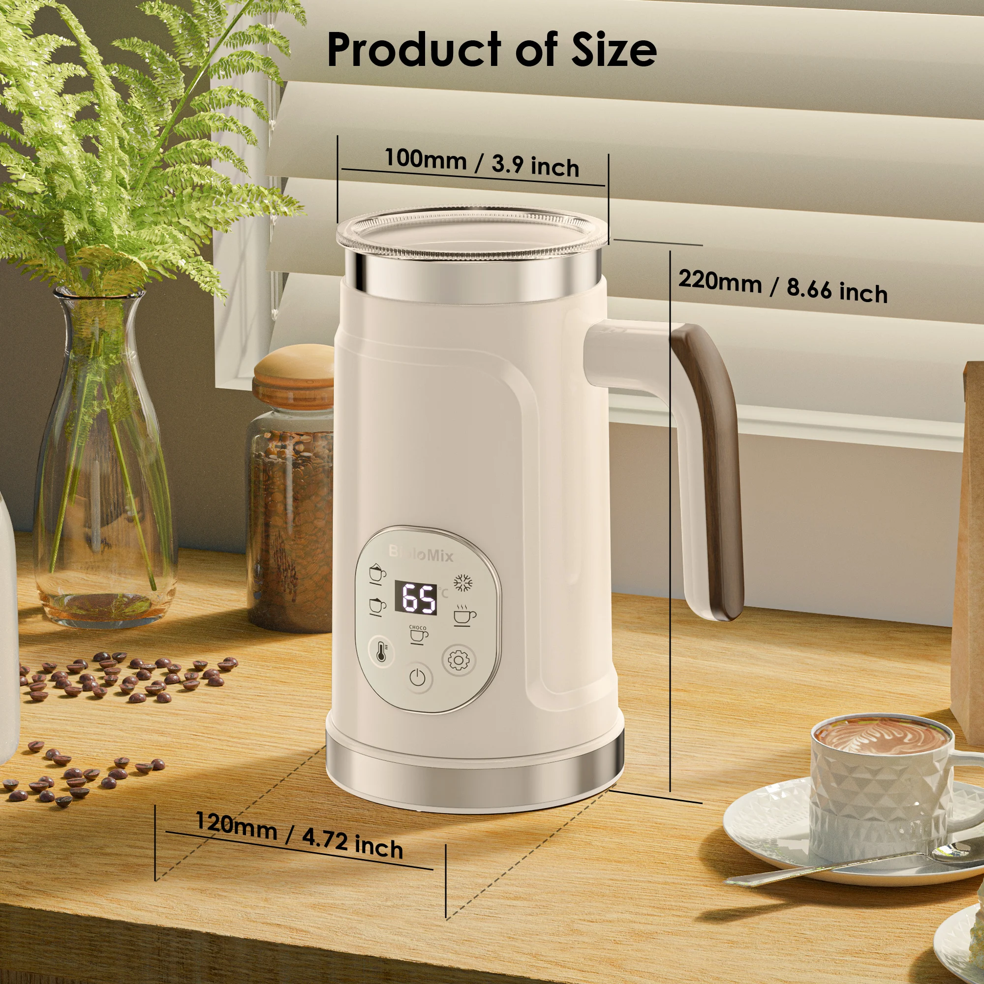 BioloMix 5-in-1 Milk Frother with Upgraded LED Display Touch Screen - Hot And Cold Foam Maker Milk Warmer for Coffee Latte - Image 15