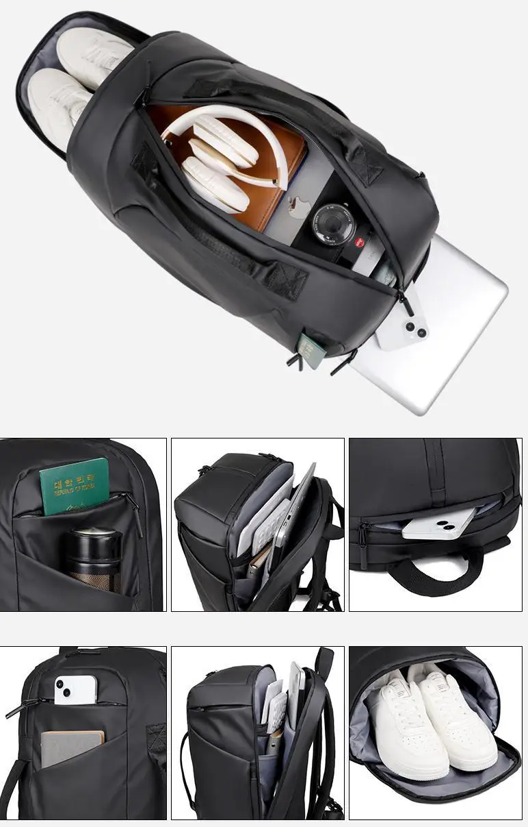 Men's Backpack Double-Back Portable Travel Backpack Large Capacity Water-Proof Backpack Multi-Functional Boarding Backpack - Image 13